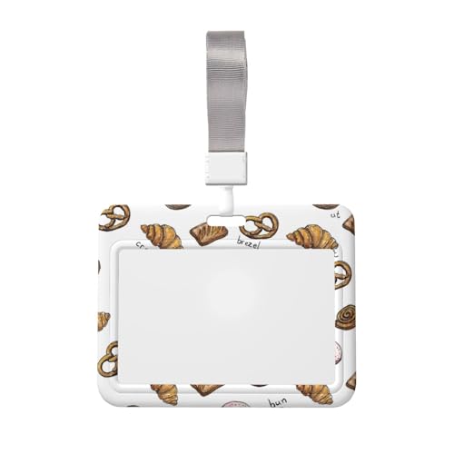 カードケース パスケース 社員証idカードホルダー 学生証 クロワッサン 横型 かわいい ネームホルダー ネックストラップ 社員証 携帯便利 通勤 通学 プレゼント 飾り