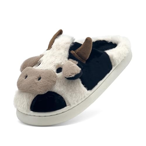 Cow Slippers for Women & Men - Plush Soft Non-Slip House Slipper, Winter Warm Fuzzy Shoes with Comfort Memory Foam2