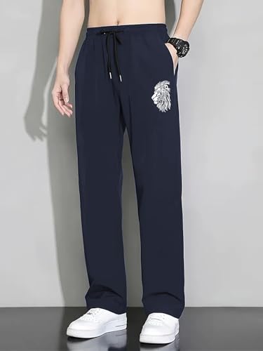 Image of Samfor Track Pant for Men | Loose Fit Super Stretchable Track Pant for Man with Bold Lion Design | Stylish Lower for Men