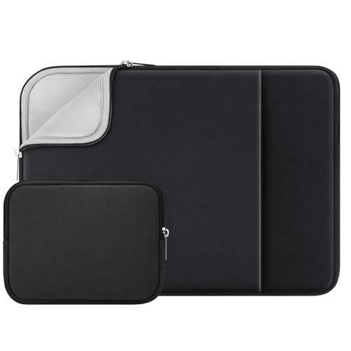RAINYEAR 11 Inch Laptop Sleeve Case Soft Lining Cover Bag with Front Pocket & Accessories Pouch, Compatible with 11.6" MacBook Air for 11" Notebook Computer Tablet Chromebook(Black, Upgraded Version)