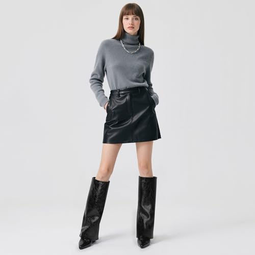 Image of Modatope Black Womens Boots Chunky Heel Fold Over Knee High Boots Pointed Toe Dress Fashion Tall Long Shark Boots Size 9