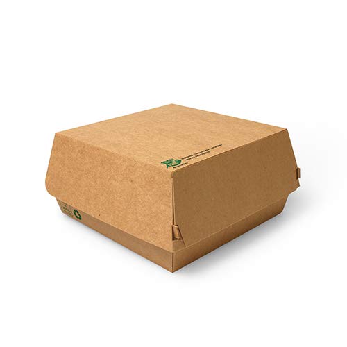 PAPSTAR 25 scatole per hamburger in cartone puro, 9 cm x 15,5 cm x 15,5 cm, marrone, 100% equo e solidale, 9 confezioni da 25 pezzi (totale 225 pezzi)