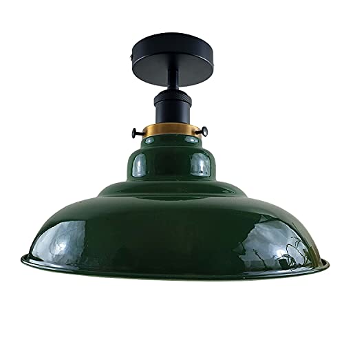DC Voltage Modern Vintage Industrial Flush Mount Ceiling Lamp Retro Flush Mount Pendant 1 Light Metal 32cm Shade Hallway Indoor Light Fitting for Bed Room, Kitchen, Living Room and Dining Room