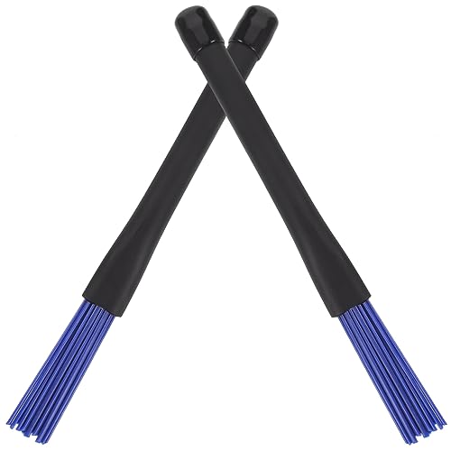 ifundom 1 Pair Nylon Drum Brush Set Jazz Brushes for Drum Set Plastic Handle Blue