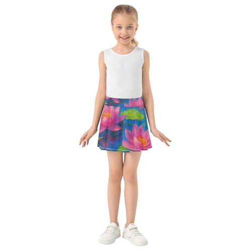 Girls Skorts Athletic Shorts Vintage Water Lilies Blue Pink Green Kids Tennis Skirts Purple Little Girl 3t3