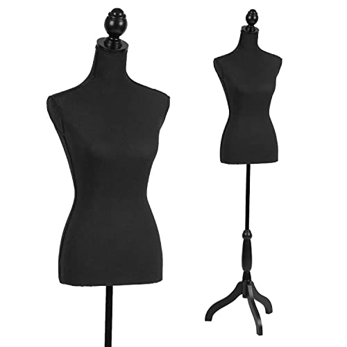 Manikin 60 "- 67" Height Adjustable Manikin Stable Tripod Support Simple Assembly Foam Torso For Female Model Display, Black #TOP1