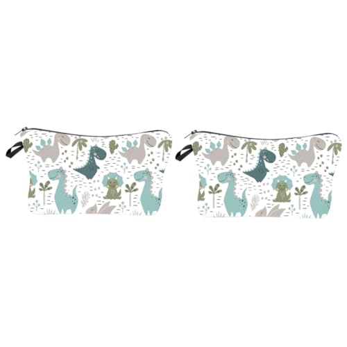 2 Pezzi Borsa Per Il Trucco Di Piccola Capacità Con Stampa Di Dinosauri Per Articoli Da Toeletta Rossetto Tovagliolo Spazzolino Da Denti Organizzazione Da Viaggio