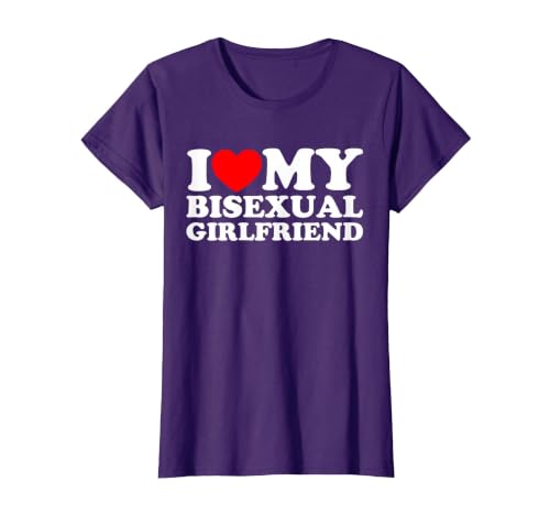 I Love My Bisexual Girlfriend T-Shirt, Women, Purple, X-Small