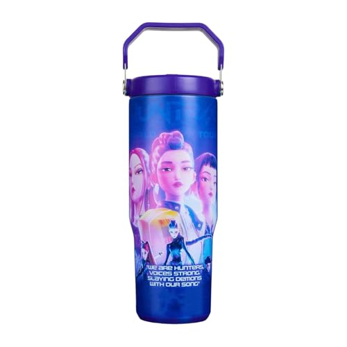 K-Pop H-un-ters Vaso Termico Pajita y Asa 850ml, Taza Acero Inoxidable Reutilizable para Frío y Calor, R-umi Z-oey M-ira, Regalos para Fans (A)