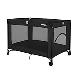 Lionelo Amelie Baby-Reisebett, ab Geburt bis 15 kg, klein, faltbar, weiche Faltmatratze, 100,5 x 70,5 cm, 2 Räder, seitlicher Einstieg, Reisetasche