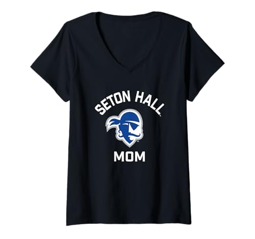 Womens Seton Hall University SHU Pirates Arched Mom V-Neck T-Shirt