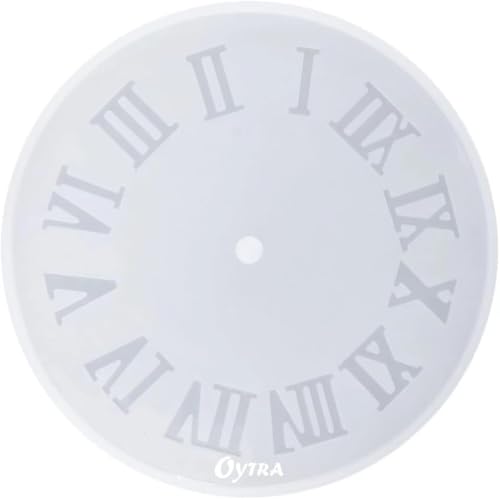 Image of Oytra Resin Mould DIY Clock Art Silicone Mold 8 Inch with Roman Numerals Round Wall Clock Transparent Handmade Crafts Set Materials for Beginners