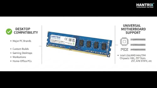 Image of 4GB DDR3L 1600MHz Desktop RAM PC3L-12800U 240-Pin DIMM Memory Module | 1.35V Low Voltage Dual Rank 1Rx8 Desktop Upgrade | Intel & AMD Motherboard Compatible | 3-Year Warranty