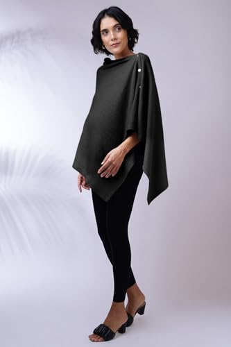 Image of Zelena Cotton Bamboo Blend Premium Nursing Cover for Breastfeeding | Breastfeeding Cover for Mothers | Feeding Shawl for Mother | Feeding Cloth | Breathable Nursing Covers (Black)