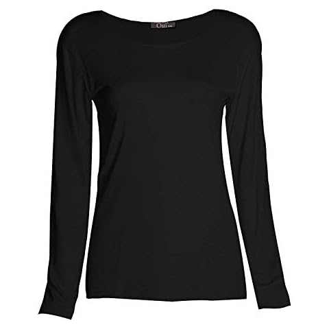 Loxdonz Girls Plain Long Sleeve Scoop Neck T-Shirt Top Kids Basic Stretchy Top Tee Tops (9-10 Years, Black) Cover