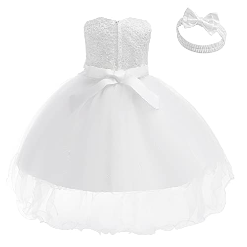 Image of Baby Toddler Lace Dress Girls First Baptism Elegant Embroidery Party Flower Bridesmaid Dresses Up