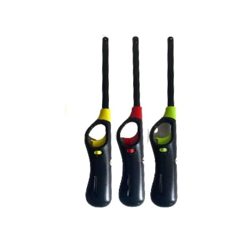 L&H® 3 Pack Refillable, Safety Lock Lighters For Kitchen, BBQ, Camping, Stove use, Gas cookers, Ovens, and Barbecues Features Long stem and Clicker ignition Cover