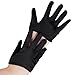 obmwang Women's Mini Cropped Satin Gloves Fashion Short Wrist Half Palm Gloves for Halloween Cosplay Party, Black