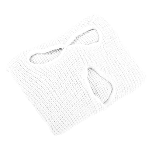 Máscara de tejido con 3 agujeros para esquí, balaclava para hombres y mujeres, cubierta cálida para actividades al aire libre en climas fríos, cómoda y transpirable, ideal para esquí, ciclismo y uso exterior, blanco miniatura 1