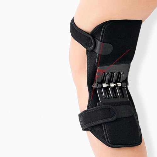 Image of Knee Brace with Spring Support Knee Stabilizer Pads for Sports Squat Jogging 1 Pair | Adjustable Fit, Carbon Steel Springs, For Seniors & Athletes, Stabilises Without Rolling, Cloth & Steel Material