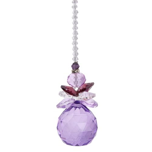 Image of BEAMARKER Purple Hanging Crystal Angel Suncatcher Lampwork Angel Hanging Ornaments Mini Crystal Glass Prisms Rainbow Maker for Garden Porch Front Door Car Rearview Mirrors Cabinets Curtains