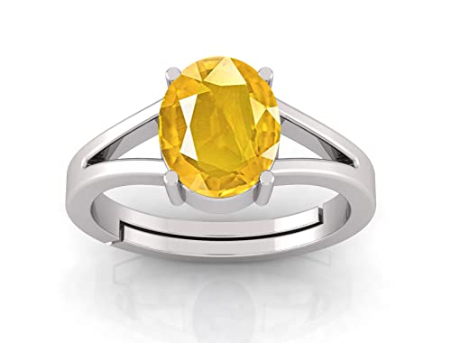 Bague saphir jaune naturel argent 925 ajustable homme femme
