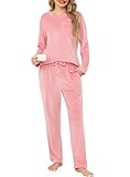 💕【Características del diseño】Conjunto de pijama de invierno con un clásico top de felpa con cuello redondo y bolsillos en el pecho: elegante y a la moda. El hermoso y moderno diseño de terciopelo refleja el estilo de los pijamas casuales para otoño e invierno. Los pantalones de felpa cuentan con cierre de cordón y bolsillos para uso diario.