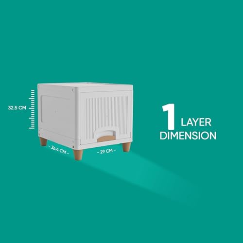 Image of YASONIC π π§πΆπ²πΏ Foldable Plastic Rack for Storage /Kitchen Cupboard /Versatile and Sturdy Wardrobe for Clothes /Multipurpose Storage Organizer /Closet for Bedroom /Living Room /Laundry Room (Off White)