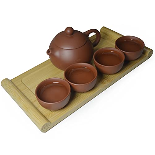 Image of Clay Teapot 4 Cups Set,Traditional Chinese Small Teapot with Teacup Kung Fu Tea Set (Red)