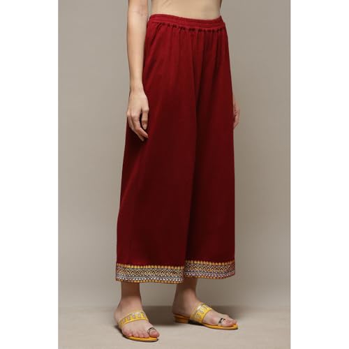 Image of Rangriti Women Polyester Printed Palazzo (RMMWINTERW18264 Red L)