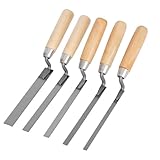 Satiskid 5 Pcs Pointing Trowel Set, Stainless Steel Finger Trowels with Wood Handle, Brick Tiling Tools, Masonry Work, Repointing, Gap Filling, Jointing Kit for DIY and Professional Use