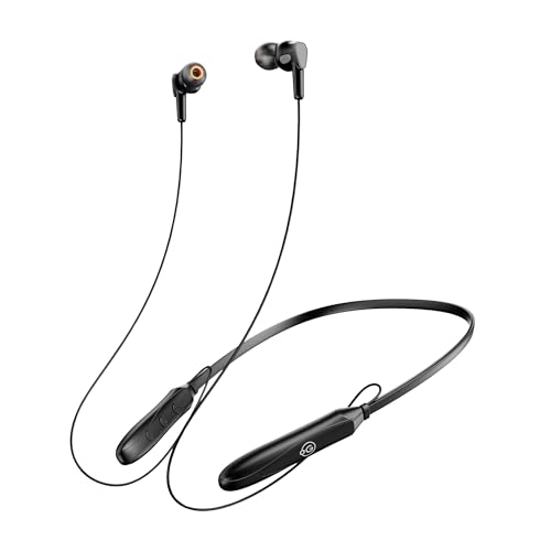 Image of OOGE Tune 6 Neckband Bluetooth Headphones, 60H Playtime, Deep Bass, Type-C Charging, Magnetic Ear Tips, IPX4 Sweat Resistant, Sound Pulse Mic (Black)