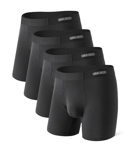 DAVID ARCHY Mens Underwear Silky Soft Second Skin Modal Boxer Briefs Waistfree Seamless Waistband Underwear for Men Pack of 4 (XXL Black)