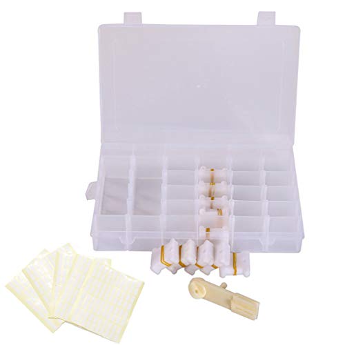 Organizer Box with 36 Adjustable compartments Includes 100 Plastic Floss bobbins with White