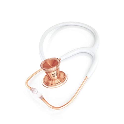Image of MDF Instruments ProCardial Cardiology Stethoscope, Lightweight Titanium, Adult, Dual Head, White Tube, Rosegold Chestpiece-Headset, MDF797TRG29