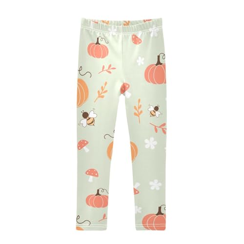 Pumpkin and Bee Girls Leggings,Workout Leggings for Girls Toddler Athletic Legging Size for 3-10T
