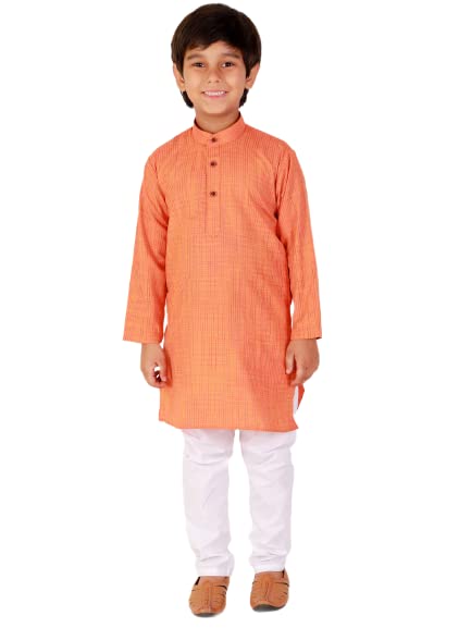 Image of Pro-Ethic Style Developer Kids Cotton Solid Ethnic Kurta Pajama Set|Traditional Style Kurta Pajama