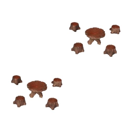 HEMOTON 2 Sätze Gartenmöbel Resin Teiliges Holzstamm und Stühle...