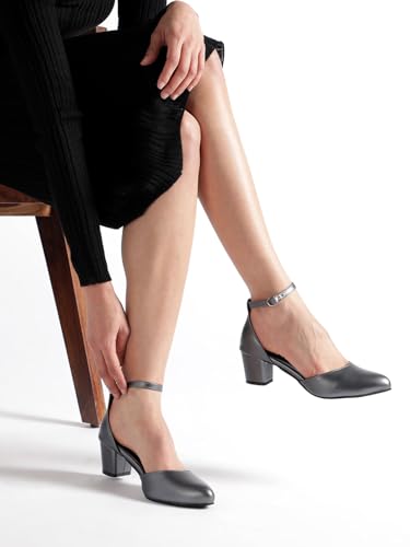 Image of Marc Loire Women's Pointed Toe Block Heel Fashion Sandals with Buckled Ankle Strap