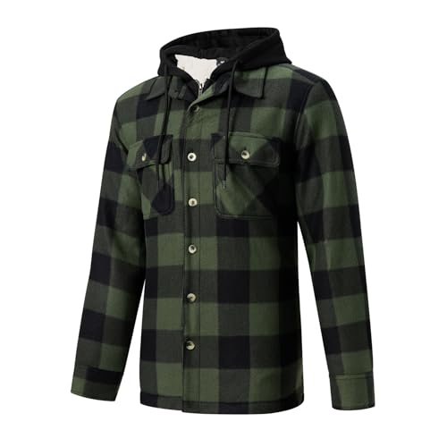 LeeHanTon Mens Flannel Jackets Sherpa Fleece Sweatshirt Zip Up Heavyweight Big&Tall Winter Warm Plaid Hoodies3