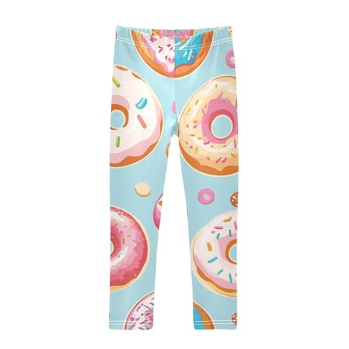 Colorful Donut Pattern Girls Leggings,Workout Leggings for Girls Toddler Athletic Leggings Size for 3-10T