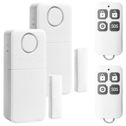Alarma de ventana antirrobo, alarma de puerta de 130 dB con mando a distancia, sistema de alarma inalámbrico para casa y negocio, 4 modos de alarma + sensor magnético, protección antirrobos para