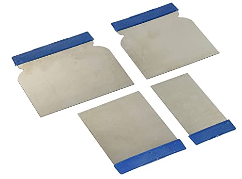 SET 4 SPATOLE RETTANGOLARI PER STUCCO IN ACCIAIO INOX MANICO ANTISCIVOLO 5-12 cm
