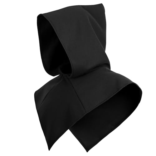 UQJE Medieval Cowl Hood Renaissance Assassin Hood Halloween Short Hooded Cloak for Adult (black One Size)