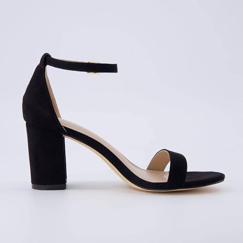 CUSHIONAIRE Women's Kimmie one band mid block heel sandal +Memory Foam, Wide Widths Available4