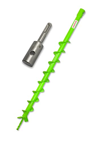 WERHE Erdbohrer für bohrmaschine mit SDS Plus adapter 60 mm 80cm länge Brunnenbohrer Baumpflanzung erdlochbohrer Pfahlbohrer Durchlässenbohrer Präzise Bohrspitze und Hartmetallklingen