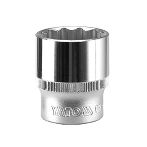 Image of Yato YT-12921 Bihexagonal Socket 34mm & 44mm Length for 1 /2 Inch Drive Wrench Set | DIN3121 CrV Chromium Satin Plated Steel | Mechanical Industrial Tool Box