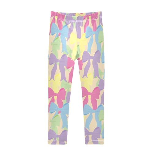 Cute Color Bow Girls Leggings,Workout Leggings for Girls Toddler Athletic Leggings Size for 3-10T
