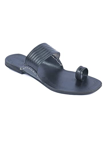 Image of KORAKARI Men Kolhapuri Chappal Handcrafted Sandal Smooth and Comfortable Flip Flops Slipper Stylish Anti Slip Design Genuine Leather Traditional Footwear.