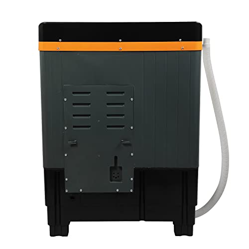Image of Intex 7.5 KG Semi Automatic Top Loading Washing Machine with Toughened Glass Lid (Modern Design, Dark Black-Grey-Orange, , SA75DBHG)